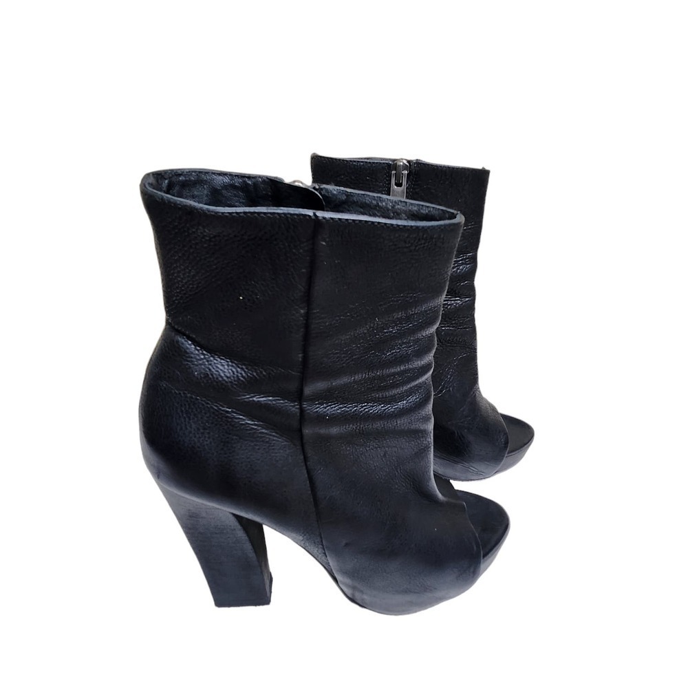 Allsaints women's black leather peep toe platform ankle booties 6.5M - Picture 2 of 10